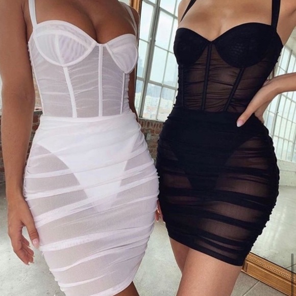 Bodycon See Through Black Dress - Picture 5 of 5